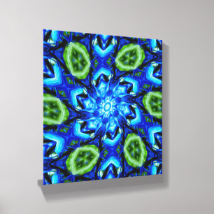 Abstract Blue Floral Pattern Canvas Photo Tile