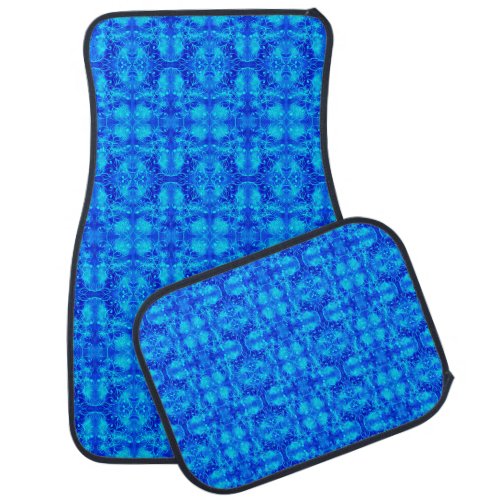 Abstract Blue Floral Pattern Car Floor Mat