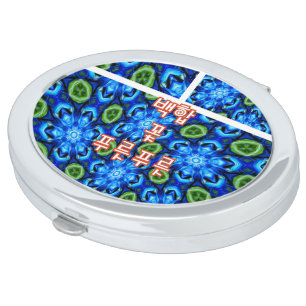 Abstract Blue Floral Pattern Compact Mirror