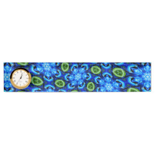 Abstract Blue Floral Pattern Desk Name Plate