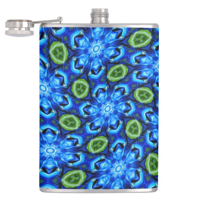 Abstract Blue Floral Pattern Flask (Opened)