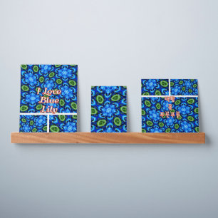 Abstract Blue Floral Pattern Picture Ledge