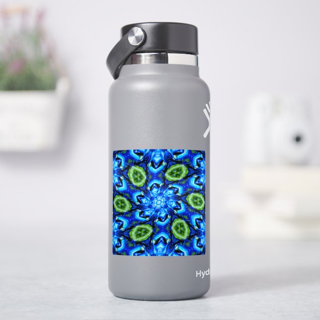 Abstract Blue Floral Pattern Sticker (HydroFlask)