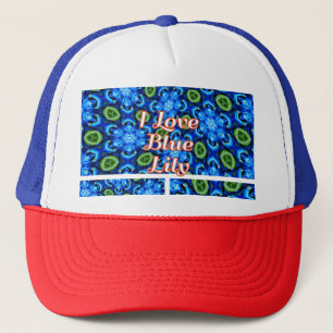 Abstract Blue Floral Pattern Trucker Hat
