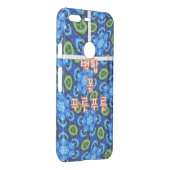 Abstract Blue Floral Pattern Uncommon Google Pixel Case (Back/Right)