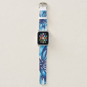 Abstract Blue Flower Art Deco Apple Watch Band