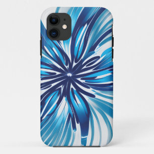 Abstract Blue Flower Art Deco iPhone 11 Case
