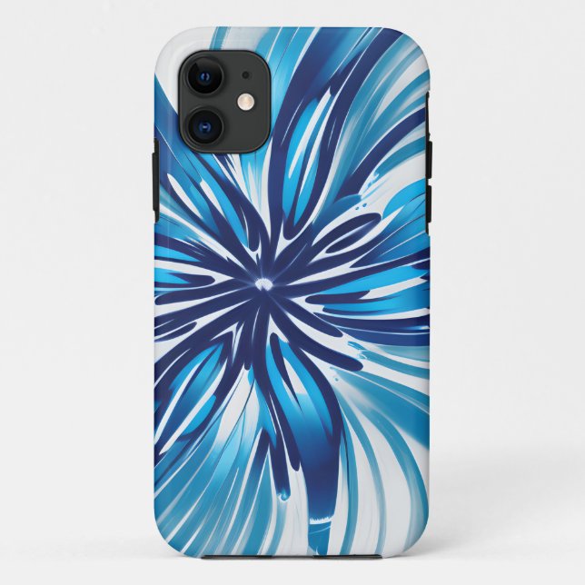 Abstract Blue Flower Art Deco Case-Mate iPhone Case (Back)