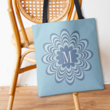Abstract Blue Flower Custom Monogram Initial 