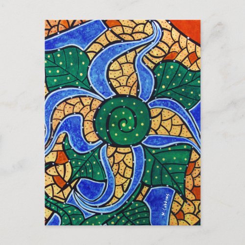 Abstract Blue Flower Postcard