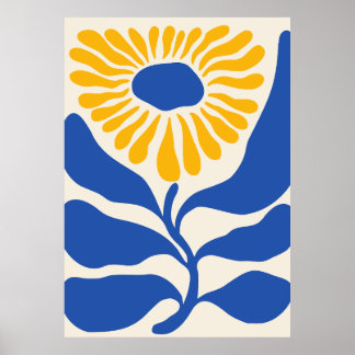 Abstract Blue Flower Poster