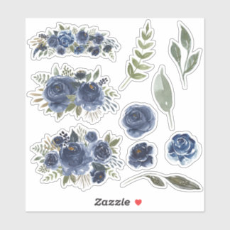 Abstract Blue Flower Sticker