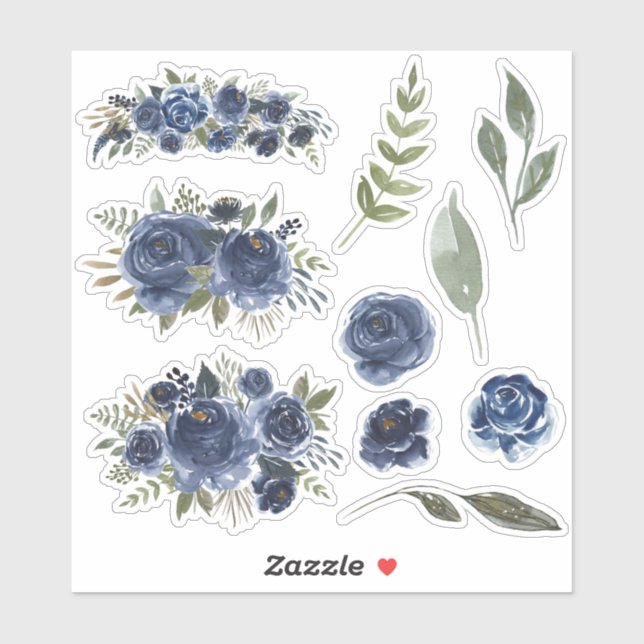 Abstract Blue Flower Sticker (Sheet)