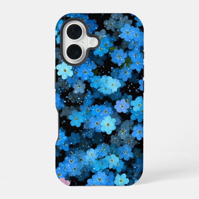 Abstract Blue Flowers iPhone Case (Back)