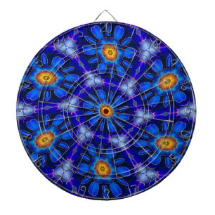 Abstract Blue Flowers Pattern Dart Board