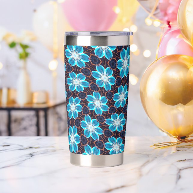 Abstract Blue Flowers Pattern Insulated Tumbler (Bachelor Party)