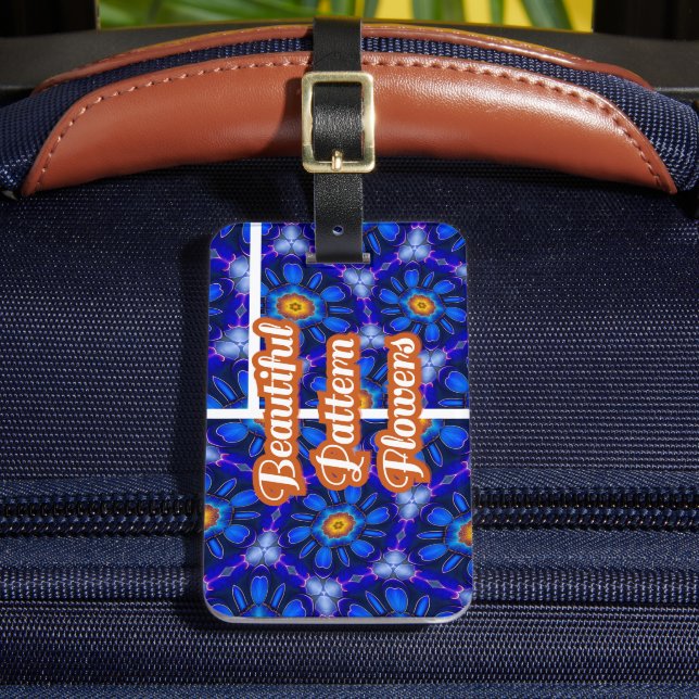 Abstract Blue Flowers Pattern Luggage Tag (Front Insitu 2)