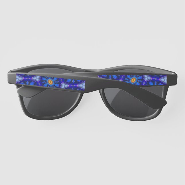 Abstract Blue Flowers Pattern Sunglasses (Back)