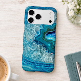 Abstract Blue Geode Agate Crystal Stone Art Design Iphone 18 Pro Max Case
