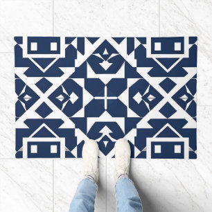 Abstract Blue Geometric Design Doormat