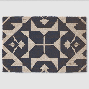 Abstract Blue Geometric Design Fiber Doormat