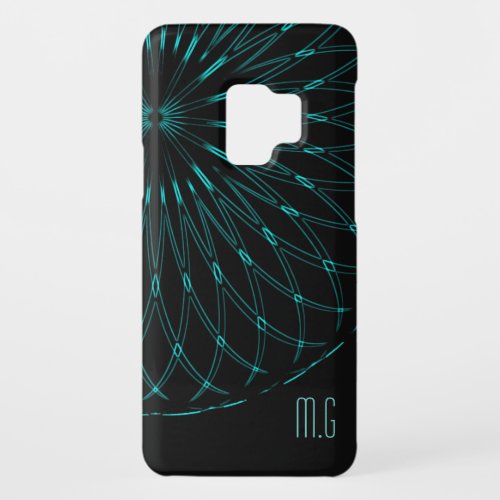 Abstract Blue Geometric Graphic Black Monogram Case_Mate Samsung Galaxy S9 Case