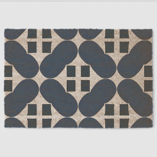 Abstract Blue Geometric Shapes Fiber Doormat
