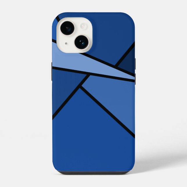 Abstract Blue Geometric Shapes Iphone Case (Back)