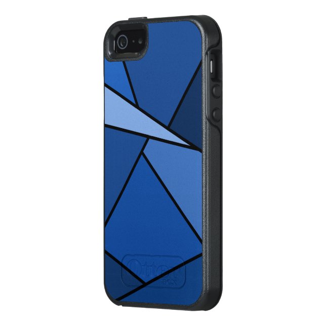 Abstract Blue Geometric Shapes Otterbox iPhone Case (Back/Left)