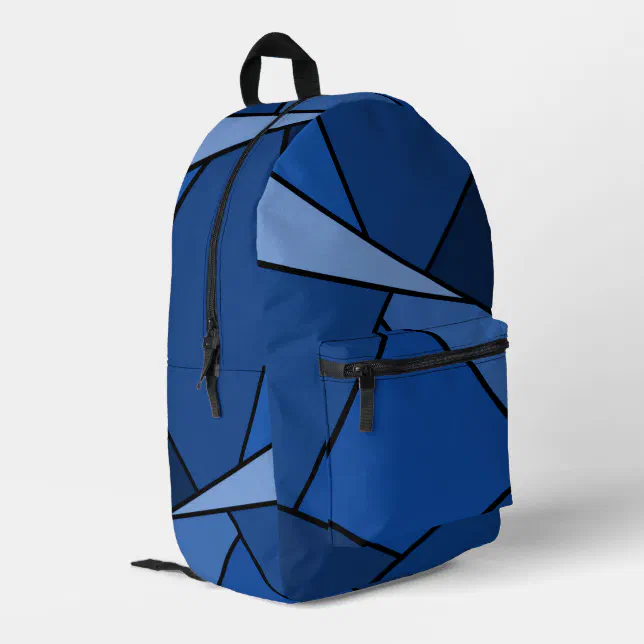 Stylish Blue Geometric Backpack Mid Century Modern Geometric Pattern Blue Printed Backpack  main image 3