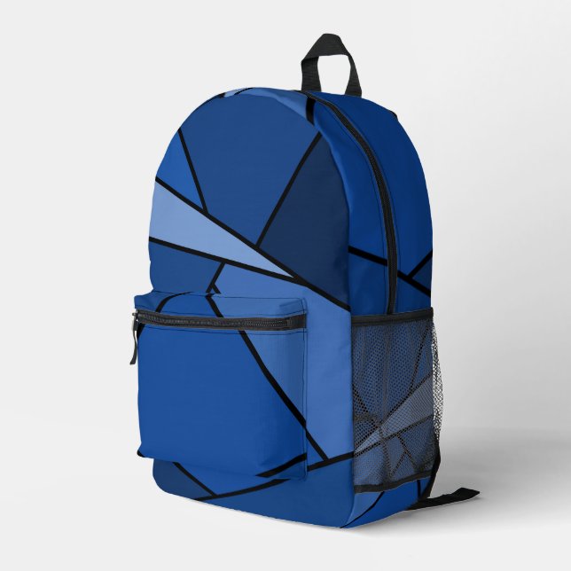 Abstract Blue Geometric Shapes Printed Backpack | Zazzle display picture 2