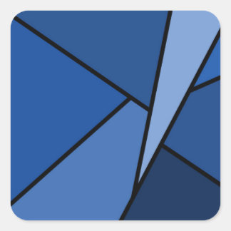 Abstract Blue Geometric Shapes Square Sticker