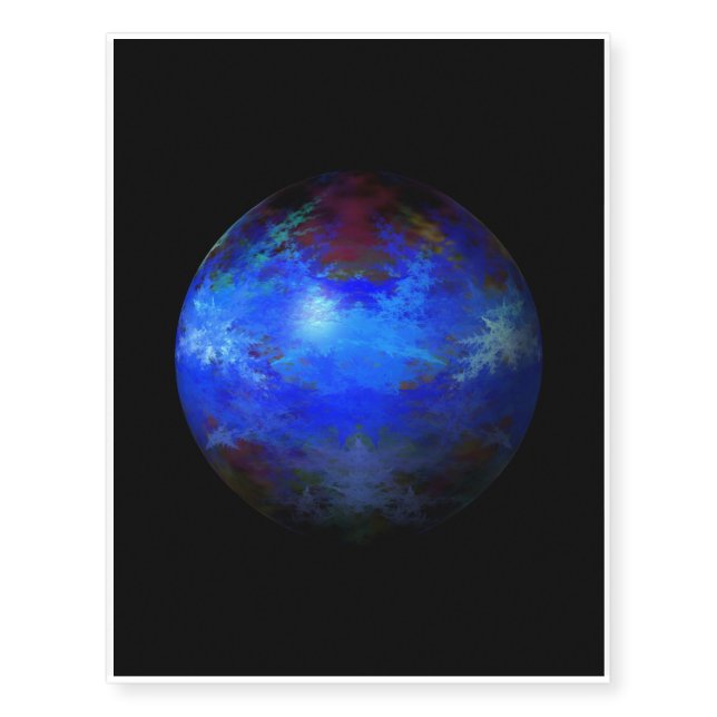 Abstract Blue Globe Temporary Tattoos (Front)