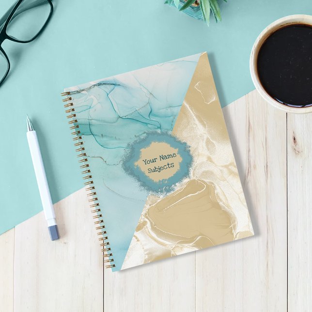 Abstract Blue-Gold Alcohol Ink Notebook (Creator Uploaded)