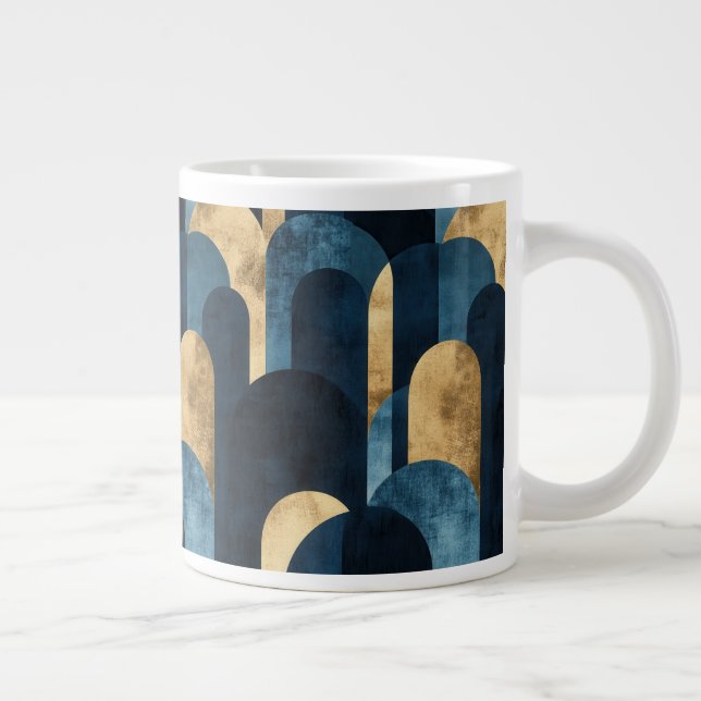 Abstract Blue Gold Navy Giant Coffee Mug (Right)