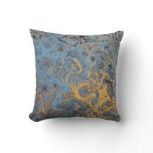 Abstract Blue & Gold Pillow