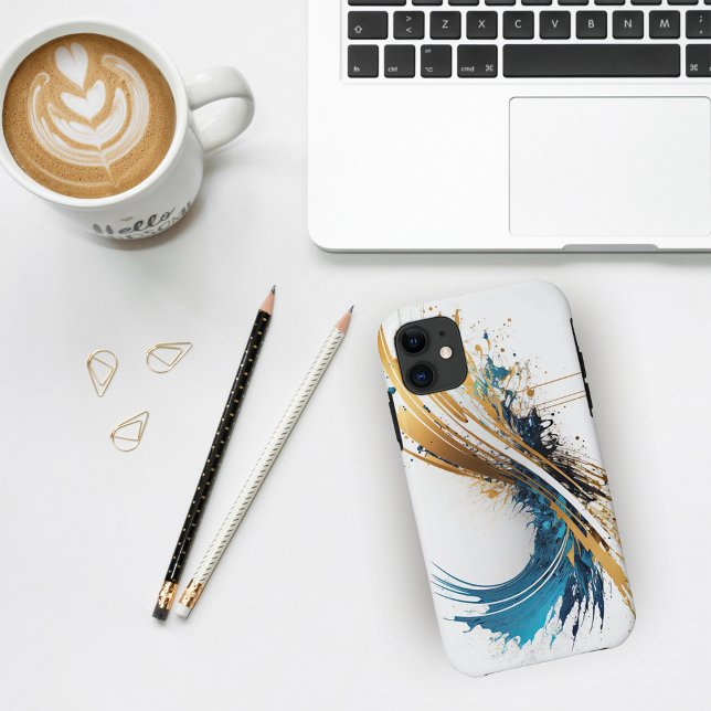 Abstract Blue & Gold Premium Cell Phone Case (Creator Uploaded)