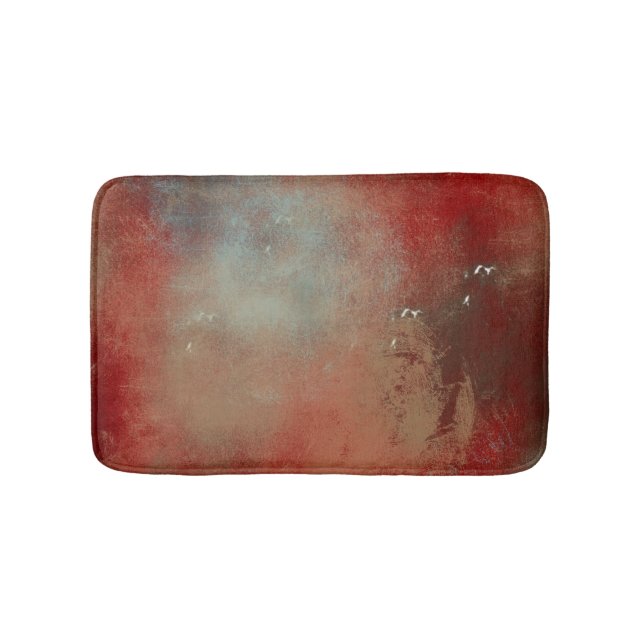 Abstract Blue Gold Red Contemporary Art Bathroom Mat (Front)