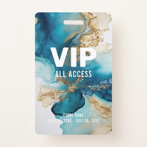 Abstract Blue Gold VIP All Access ID Badge