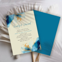 Abstract Blue & Gold Watercolor Wedding