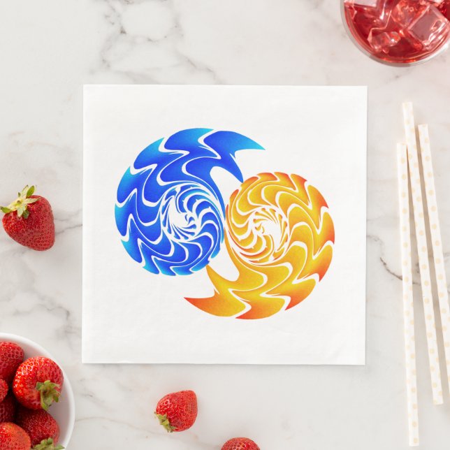 Abstract Blue Gold Yin Yang Fishes Balance Paper Dinner Napkins (Insitu)
