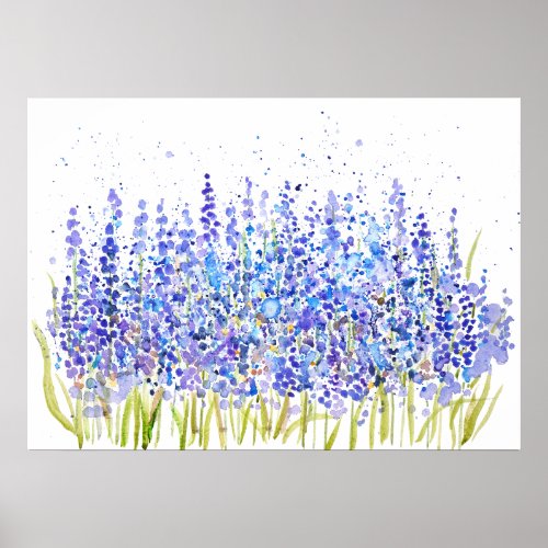 abstract blue grape hyacinth watercolor 2023 poster