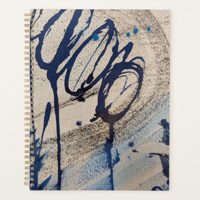 Abstract Blue Gray Beige Planner (Front)