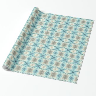 Abstract blue, gray fractal geometric pattern wrapping paper