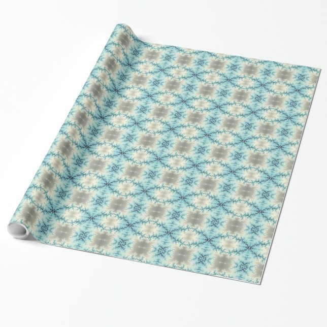Abstract blue, gray fractal geometric pattern wrapping paper (Unrolled)