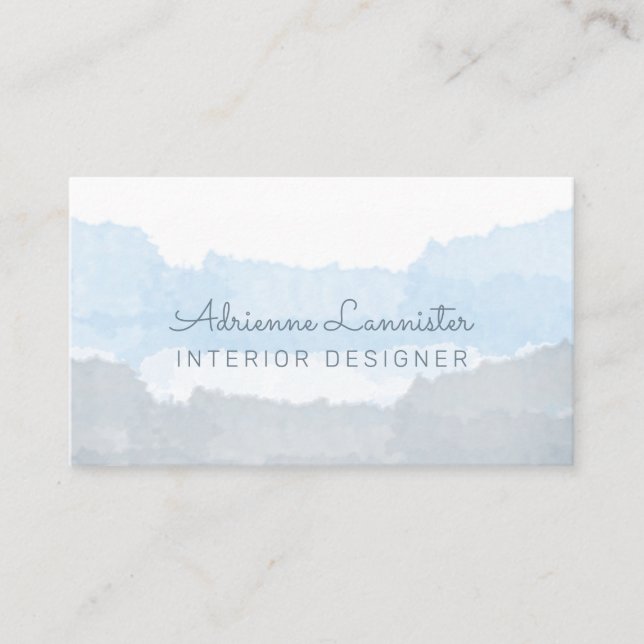 Abstract Blue Gray Interior Designer Business Card (Front)