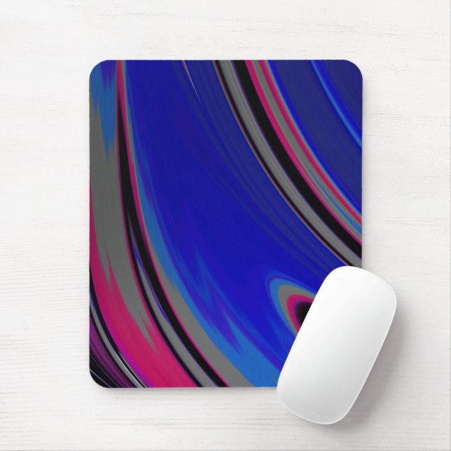 Abstract Blue Gray Magenta Fractal Mouse Pad (With Mouse)