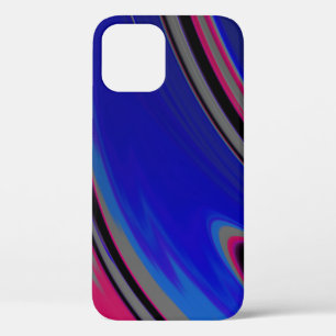 Abstract Blue Gray Magenta Fractal Swirl iPhone 12 Case