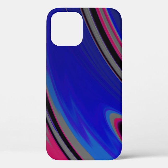 Abstract Blue Gray Magenta Fractal Swirl Case-Mate iPhone Case (Back)