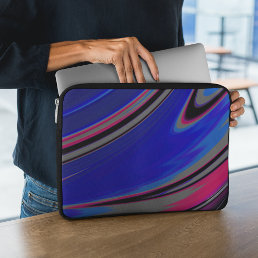Abstract Blue Gray Magenta Fractal Swirl Laptop Sleeve
